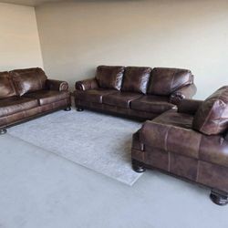 Leather Sofa, Loveseat & Chair Set