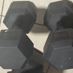 NICE 55lb & 30lb RUBBER HEX DB SET 6mos Old
