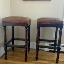 2 Frontage Wexford Rectangular Backlessn Bar/counter Stool Brown Leather