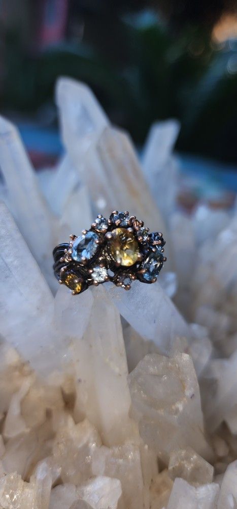 Lemon And Blue Topaz Ring