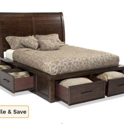 Hudson 2 Piece Queen Pecan Storage Platform Bedroom Set