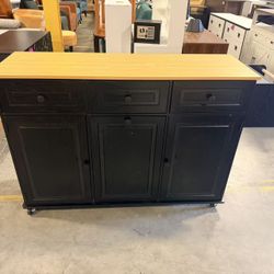 Rolling Kitchen Island with Power Outlet