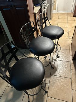3 Bar or Island Wrought Iron Stools 