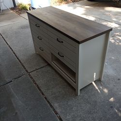 Dresser/51 X 18 X 31 Inches/ Beige Laminate With Brown Top