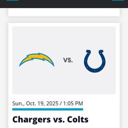 Chargers Vs Colts October 19th Section 101