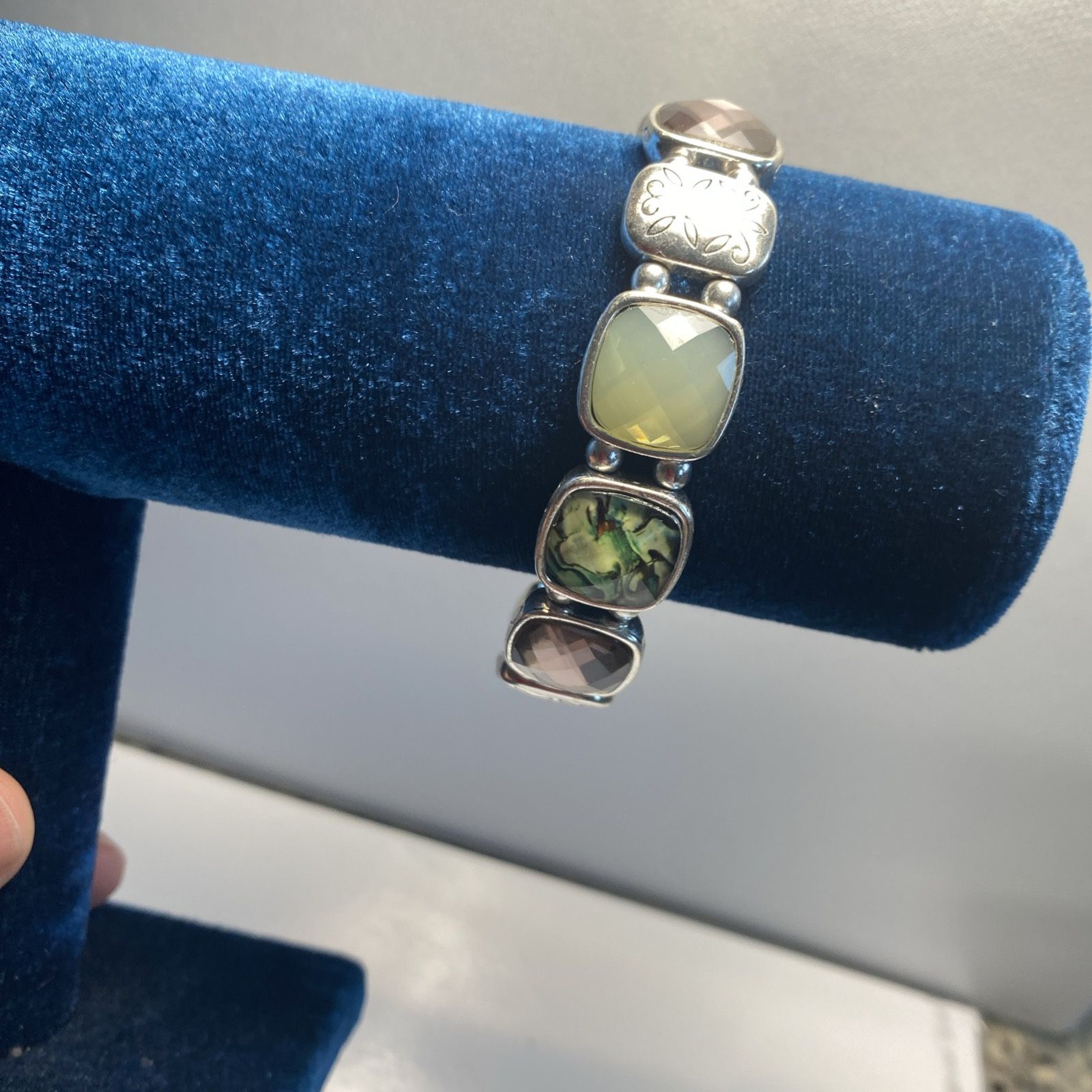 Napier Bracelet Geometric Squares Silver Tone