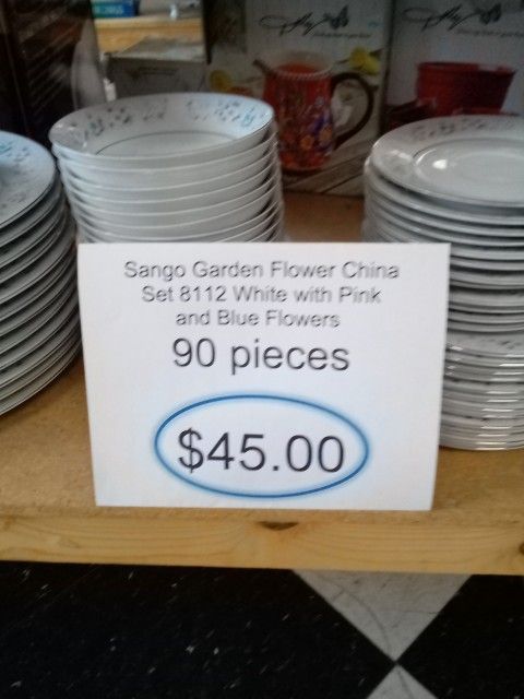 Sango Garden Flower China Set 8112 White With Pink And Blue Flowers. Liberty Thrift. $45