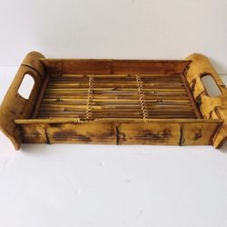 Mid century modern bamboo tray. Breakfast in bed tray. Coffee table tray. Boho chic bamboo serving 