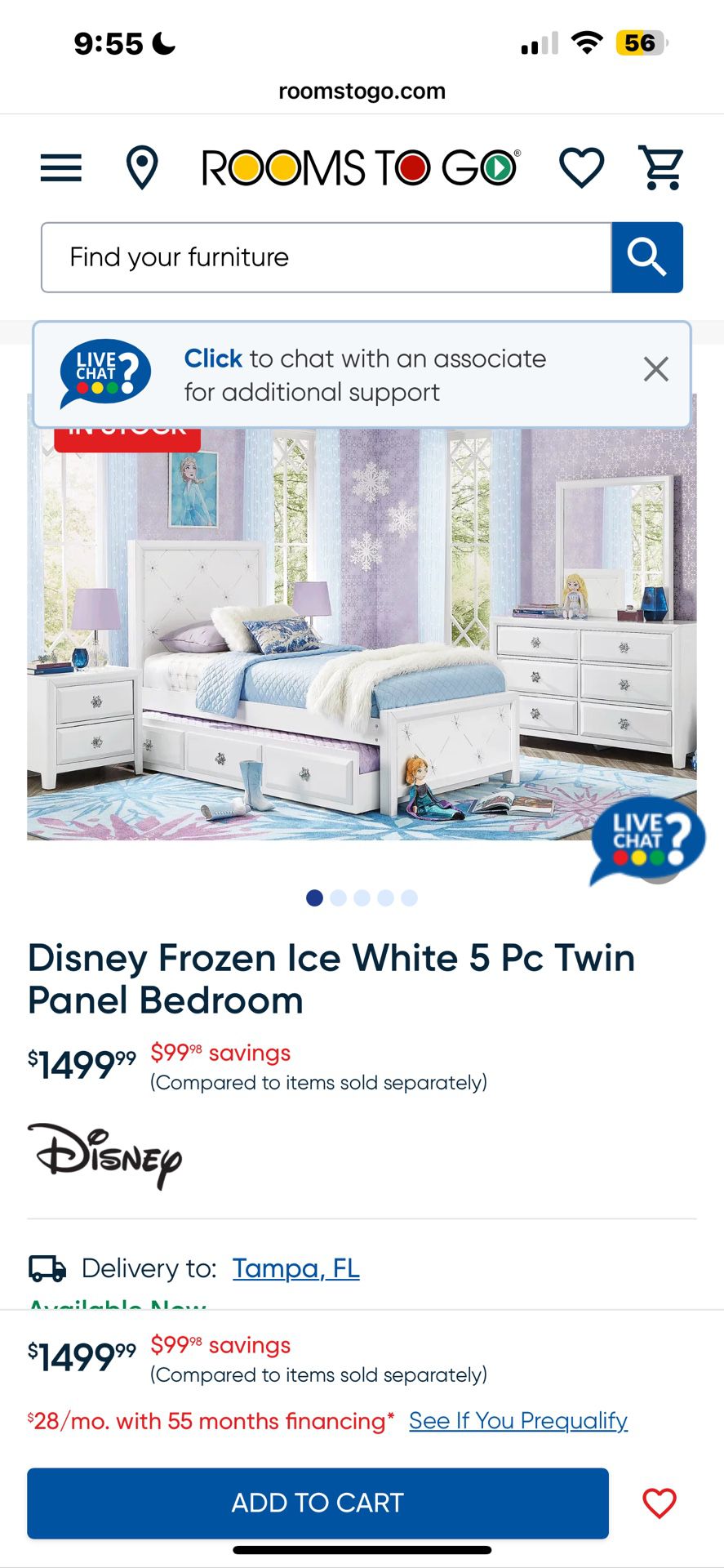 Twin Bed Set In White & Blue