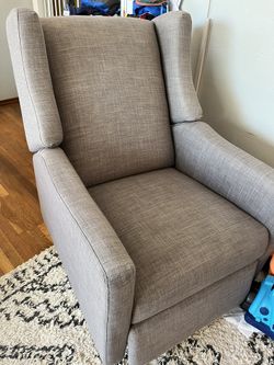 Babyletto kiwi swivel electronic recliner cheap in grey tweed
