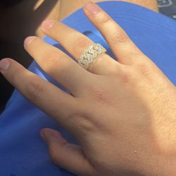 Gold Cuban Diamond Ring 10k