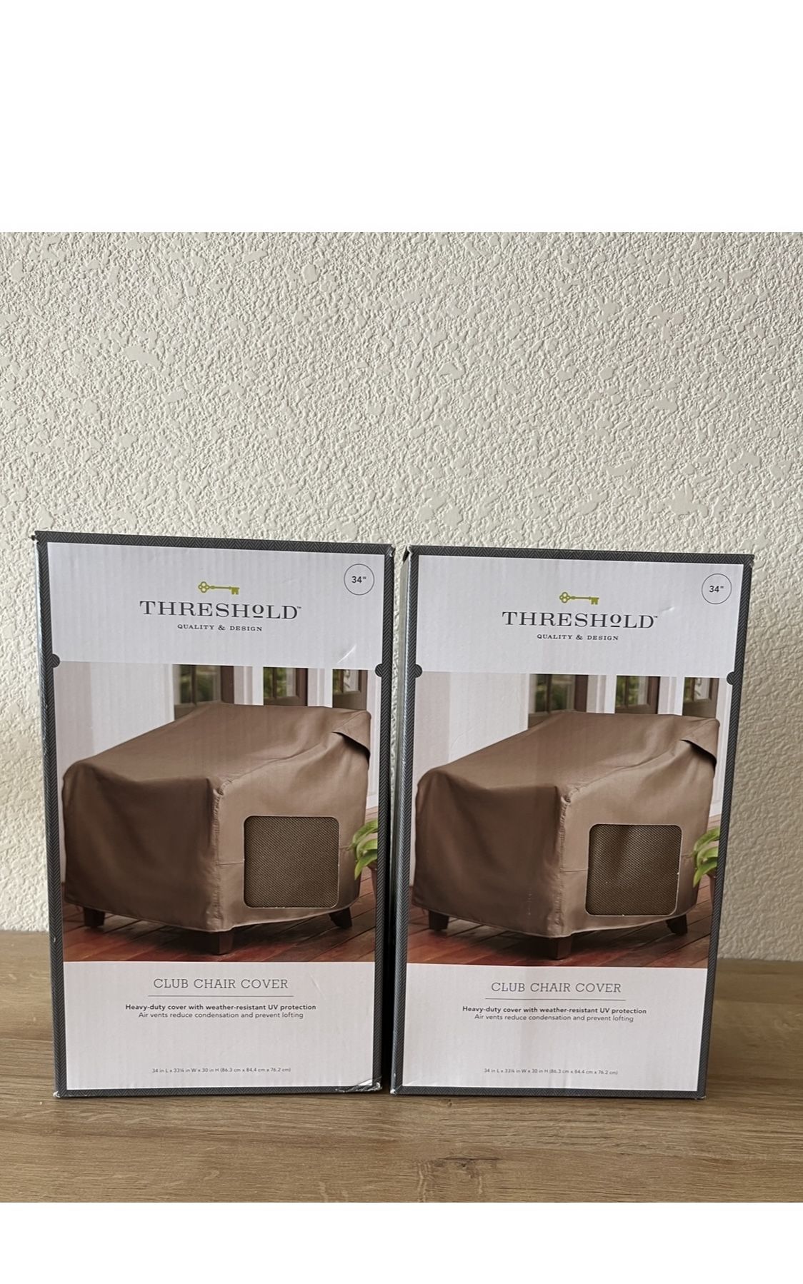 New Set of 2 Club Chair Covers Brown-Threshold 