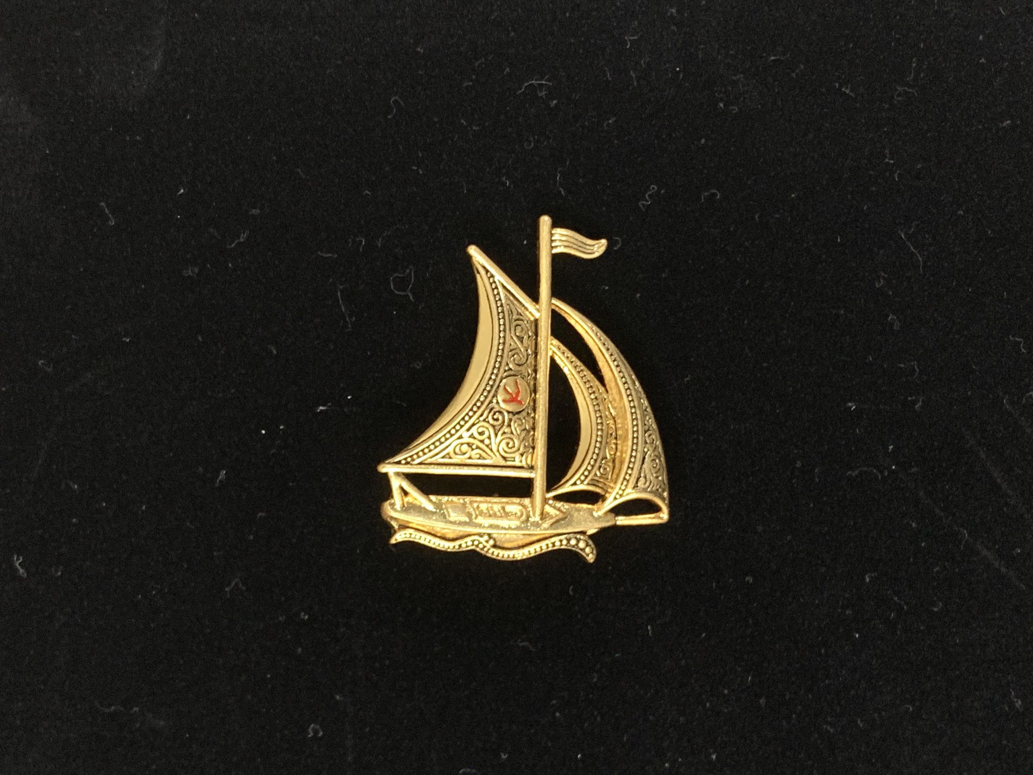 Gold Plated Tones Spanish Ship Brooch, Pin, Stamped Spain., Jewelry, Vintage
