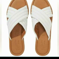 Seychelles Slide Word For Word In White Leather. Size 6 NEW WITH TAGS NO BOX.