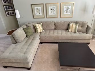 Microfiber green 2 piece L-shaped sectional with chaise and one arm sofa