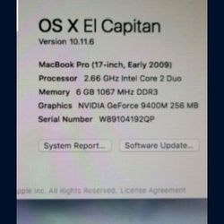 MacBook Pro 17 Inch. Check Picture For Specs