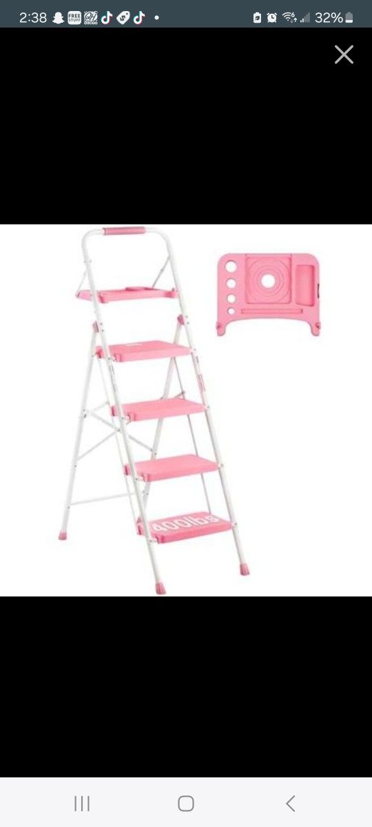 BONTEC 4-Step Ladder, Folding Step Stool with Tool Platform, Wide Anti-Slip Pedals, Max Load Capacity 400lbs Sturdy Steel Ladder, Lightweight Portable