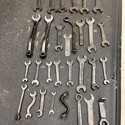 Antique Wrench’s, Misc Tools, Antique Tackle Box And A Tool Box