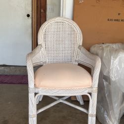 White Wash Wicker Table With Four Chairs