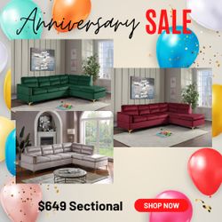 3 Colors Velvet Sectional Sale