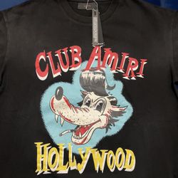 Large Black Club Amiri Wolf Oversized Tee