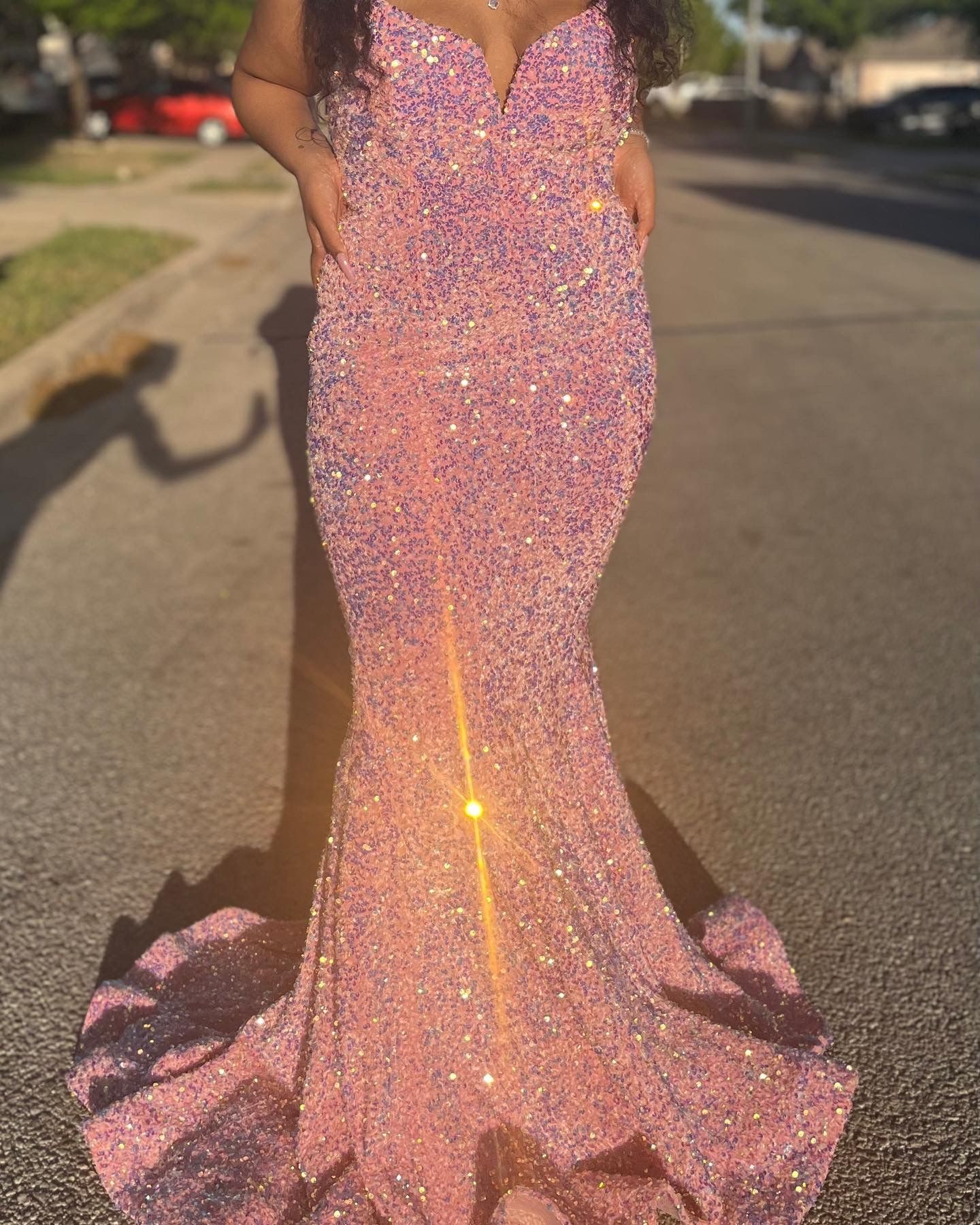 Iridescent pink Mermaid Formal Dress 