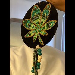 Hand Painted Mandala Dreamcatcher Weed Leaf