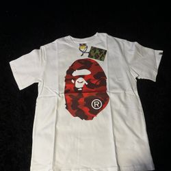 Bape White Red Camo T-Shirt (Size Large)