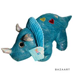 Blue Sparkly Dinosaur Hug Me Super Soft Triceratops Sparkly Eyes 22x11