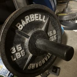 35 Lbs Pair Olympic Standard Barbell Cast Iron Plates 