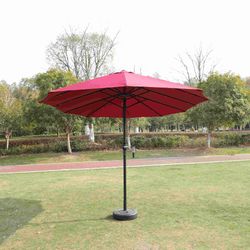 15x9ft Large Double-Sided Rectangular Outdoor Twin Patio Market Umbrella with light and base- red