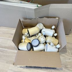 FREE - Old Track Office Large Round Lights And Long Fluorescent lights & Covers