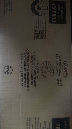 Dart 9-Inch Compostable Fiber Hinged Containers 100-Pack