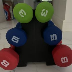 Coated Dumbbells 32 Lb And Stand 