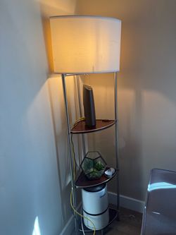 Floor Lamp with Built-In Shelves