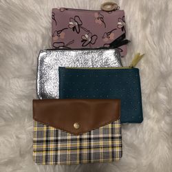 FOUR super cute IPSY cosmetic/makeup/multi-purpose bags