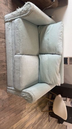 Light Blue Fabric Loveseat Sofa