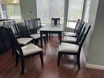 8 dining chairs, plus free dining table, excellent condition