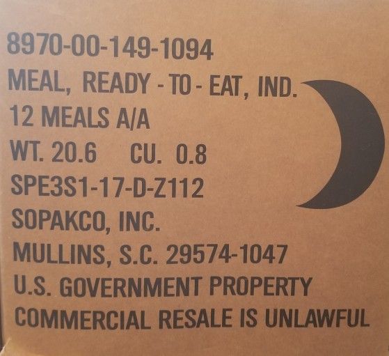 Military Ready To Eat Meals 1 CASE