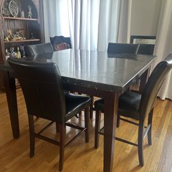 Marble Dinning Set With 5chairs