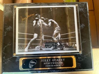 Jerry Quarry Signed Picture Plaque