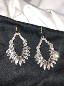 Faux diamond hoop earrings. Lightweight 2” tall