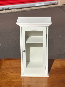 Vintage White Wood Cabinet with Glass Door