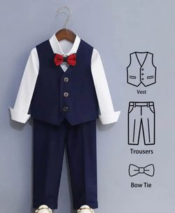 Boy’s navy blue formal vest and trousers