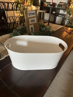 White Tin Bread Basket Or To Hold Any Items