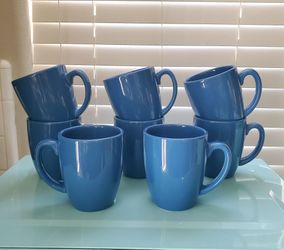 NEW Corelle Stoneware Blue Mugs 12 oz Set of 8