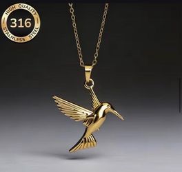 STAINLESS STEEL HUMMINGBIRD NECKLACE