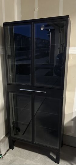 Large Dark Brown/Black Dish Cabinet