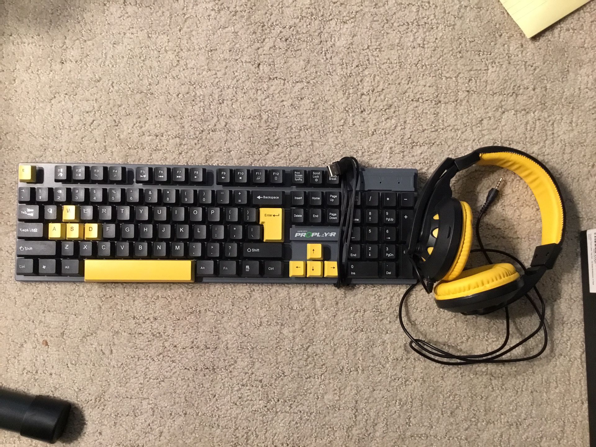 Yellow Themed Gaming Keyboard And Headset