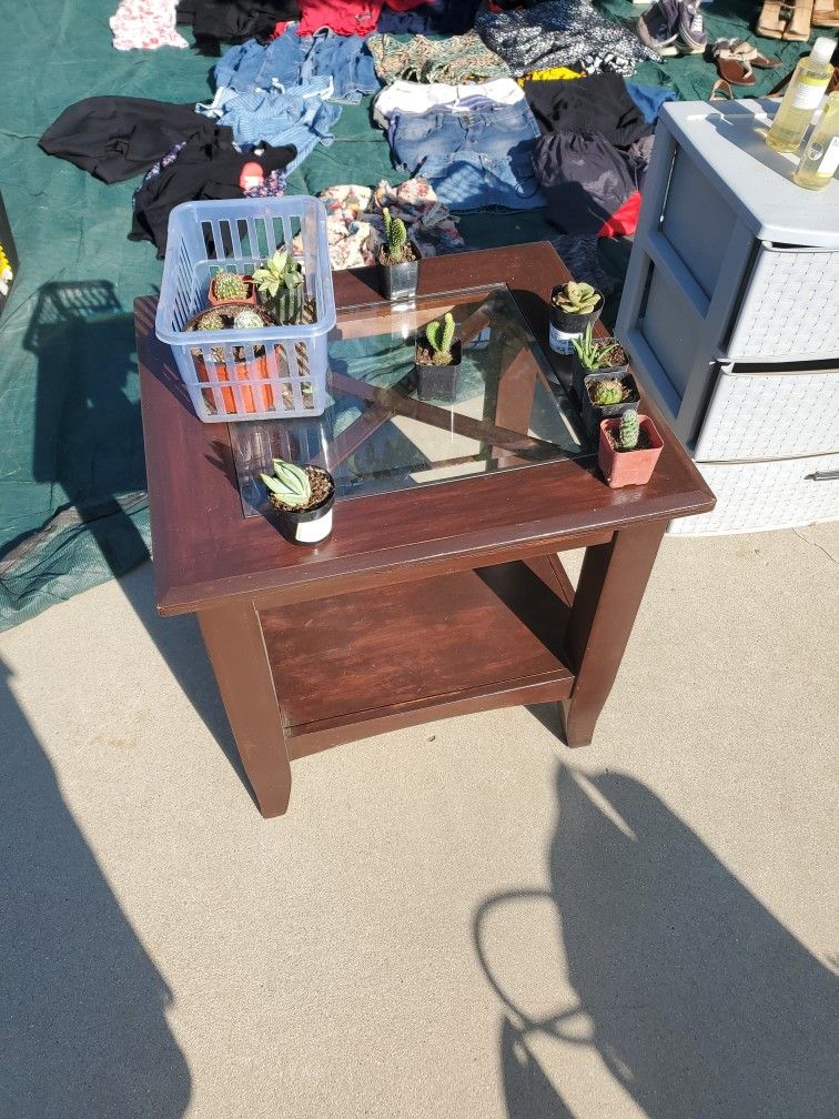 Real Wood Coffee Table With Glass Top